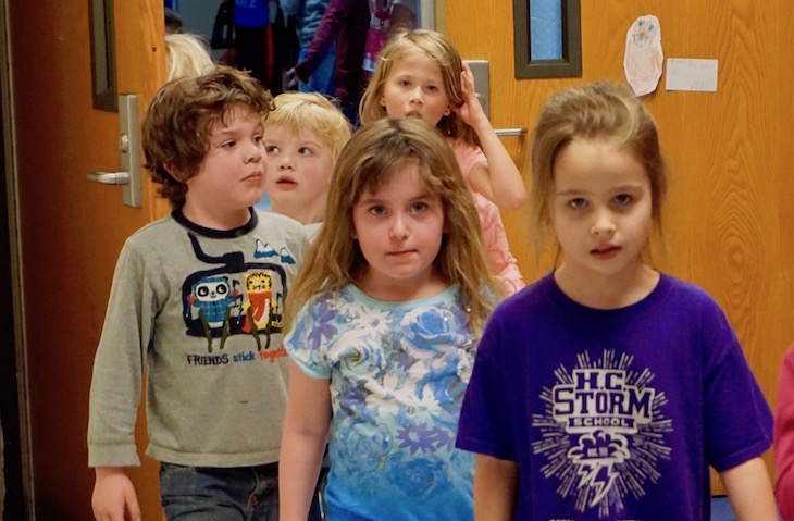<p>After the Glow Run, kindergarteners were a bit sweaty!</p>
